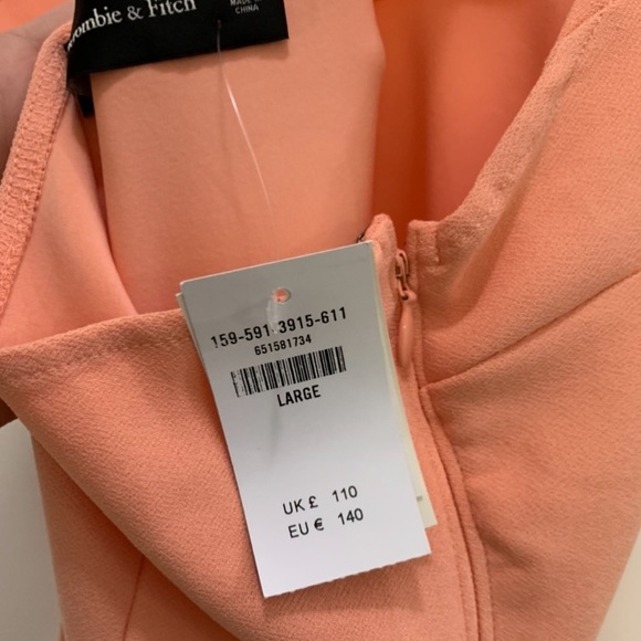 NWT Abercrombie and fitch Asymmetrical Ruched Maxi Dress in coral Size: Large - Picture 7 of 8